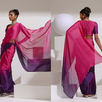 Sari en Georgette pour l'exportation, lavable, taille personnalisée, pour usage quotidien et occasions spéciales, style indien pour adultes
