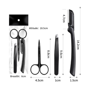 Anaif แหนบถอนขนคิ้วสีดำแบบ3ชิ้นทำฉลากส่วนตัวพร้อมปลายแหลมสำหรับกำจัดขน - Product Image 1