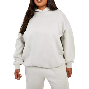 Plus Size Women's Hoodies Manufacturer Drop Shoulder <b>Grey</b> Custom Screen Print Logo Pullover Hoodies and <b>Sweatshirts</b> for Women - Product Image 1