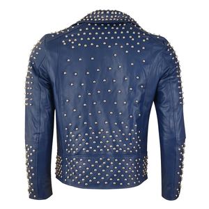 Chaqueta de invierno de cuero con tachuelas para hombre funcional con líneas suaves aislamiento suave y almacenamiento lateral para entornos urbanos helados - Product Image 2