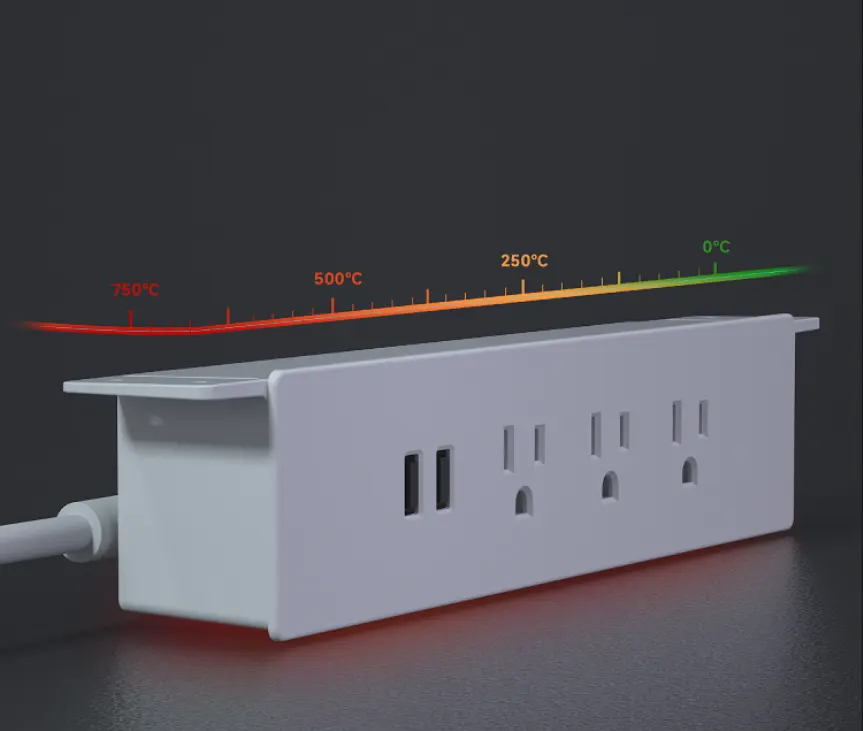 Norme américaine 3 prises 2 USB sous la prise de courant de bureau Protection contre les surtensions Multiprise avec USB