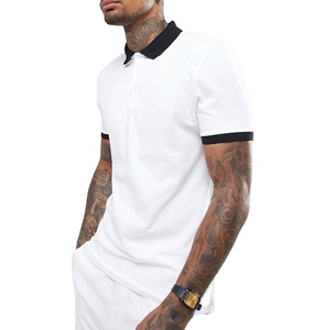 Polos de estilo callejero informales para hombre lisos de algodón 100% en blanco de color personalizado de alta calidad - Product Image 1