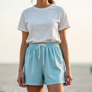 Camisetas y pantalones cortos de verano para mujer, conjuntos gemelos para correr, ropa deportiva, lavado a la piedra, conjunto de dos piezas de verano, lavado ácido para mujer - Product Image 3