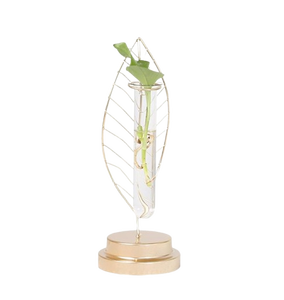 Vase à fleurs en tube de verre hydroponique de conception simple avec support en métal prix de gros Vase en fer de luxe décoration de mariage de plantes - Product Image 4