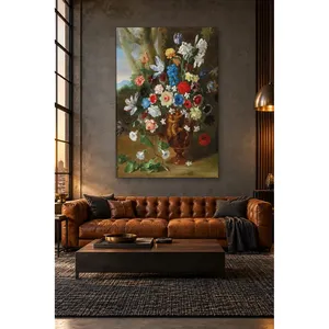 Bouquet de fleurs classique Fida dans un vase en bronze gaufré, impression sur toile - Product Image 2