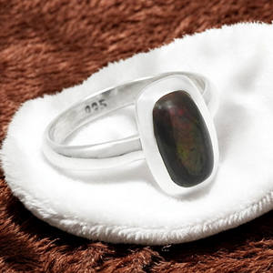 Solide 925 argent Sterling noir opale pierre précieuse fait à la main Design classique pierre de naissance bijoux en pierres précieuses 925 estampillé bagues en argent OEM - Product Image 5