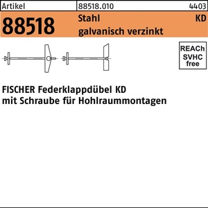 Chevilles à vis pour cloisons sèches Fischer Toggle Anchor R 88518 KD 5x100 en acier, lot de 25 - Product Image 1
