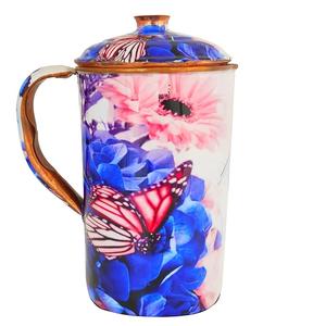 Most Demanding Pure Copper Jug With <b>Red</b> Big Floral Print Serve Ware & Drink Ware Beneficial for Health Available at Lowest Price - Product Image 4