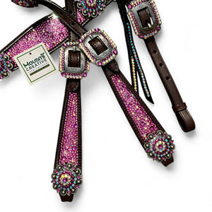 Factory Export Western Horse Totalmente diamantes de imitación y Conchos Decorado Headstall y Roping Breast Collar Combo Fabricante personalizado - Product Image 5
