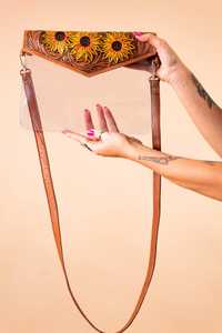 Sac bandoulière de luxe en cuir de vachette transparent Popar Western 2026 pour femme, motif floral gravé à la main, sac fourre-tout à porter en travers du corps - Product Image 3