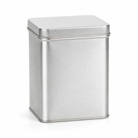 Boîte en fer blanc rectangulaire personnalisée avec logo, boîte de rangement en métal, couvercle à enfiler en argent brossé pour emballage de thé, café, bonbons, cadeaux