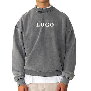 Derniers sweatshirts en éponge française 100% coton de haute qualité pour hommes chemises personnalisables à impression numérique de style vintage lavées à l'acide - Product Image 1