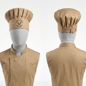 Men Chef Cap Premium Polycotton Twill 200 GSM Breathable Blue Pleated Crown Adjustable Band Custom Logo 3D Embroidery Chef Cap - Product Image 6