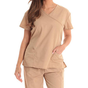 Livraison rapide, uniformes d'infirmière extensibles dans les 4 sens, col en V, anti-rides, tenue médicale pour femmes, avec logo personnalisé - Product Image 5