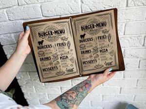 Relieve A4 con soporte central Menú Carpeta de restaurante de hotel de marca Carpeta Cubierta personalizada - Product Image 5