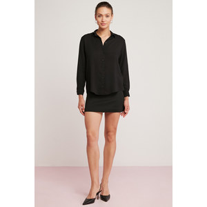 ETHIQUET เสื้อเชิ้ตผู้หญิงผ้าวิสโคสเนื้อบางเบาทรงปกติไม่มีกระเป๋า - Product Image 4