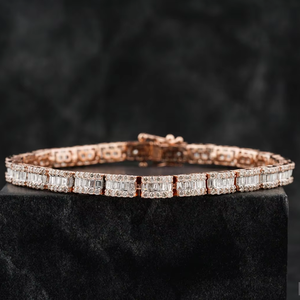 Moissanite Ice Out Bracelet Femme Baguette & Diamant Rond Argent Sterling 925 - Product Image 3