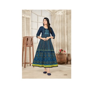 Rayón Kurti de diseñador Premium con estampado de lámina y bordado, ropa informal elegante de trabajo, proveedor indio de confianza - Product Image 1