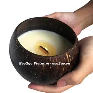 Natural Or Polished Color Coconut Candle Bowl/ Coconut Shell Bowl For Candles High Quality For Decoration And As Gift For Friend