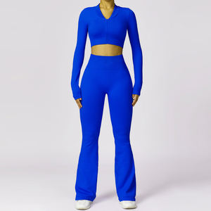Ensemble de vêtements de sport de gymnastique sans coutures pour femmes 2 pièces vêtements de yoga pour entraînement actif avec short à motif léopard vêtements de fitness - Product Image 3