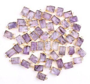 ธรรมชาติหยาบอเมทิสต์รูปสี่เหลี่ยมผืนผ้าสีม่วงCharm DIY Connectorดิบหยาบเครื่องประดับจี้และCharm - Product Image 4