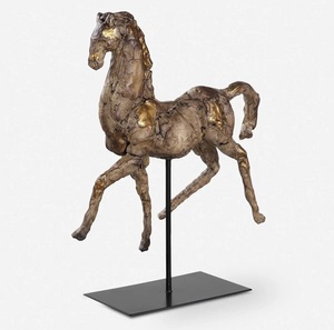 Cheval Design unique Finition aluminium et bois Décoration intérieure Sculpture Ornement Objet Unique Personnalisé Statue décorative - Product Image 1