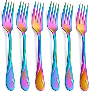 Ustensiles de cuisine Ensemble de couverts Design de finition Acier inoxydable Design entièrement métallique Outils de couverts arc-en-ciel Couverts brillants Ensemble de couverts - Product Image 6