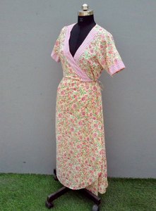 Indien Vintage Style femmes robe main bloc Floral imprimé coton à la mode décontracté été porter longue respirant doux Logo naturel - Product Image 5