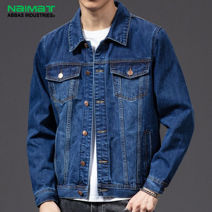 Veste en jean bleu classique pour homme, coupe ajustée, en coton, décontractée, pour l'extérieur, veste de camionneur, mode streetwear, haut à porter - Product Image 5