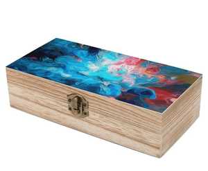 Caja de madera de pino de acacia y mango macizo exclusiva con piedra, mármol y esmalte, artesanía adornada perfecta para la decoración del hogar - Product Image 3