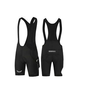 Pantalones Cortos de Ciclismo para Hombre, Negros, Ajustados, de Spandex y Poliéster, de Secado Rápido, con Almohadilla 5D y Logotipo en la Pierna Derecha - Product Image 1