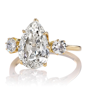 3.00ct poire coupe laboratoire bague en diamant 3 pierres bague de fiançailles bijoux pour femmes 14K or jaune - Product Image 1