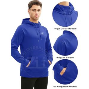 Sweats à capuche personnalisés en polaire d'hiver de haute qualité pour hommes sans cordon de serrage en coton vierge uni séchage rapide respirant léger - Product Image 2