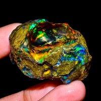 Opale d'Éthiopie Ultra Rainbow Fire, qualité A.A.A, pierre brute authentique certifiée IGI/GIA, 50 mm, pendentif œil de chat, bijou minéral