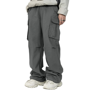 Factory OEM Oversized <b>Mens</b> Casual <b>Trousers</b> Fit Parachute Pants <b>Men</b> Loose Waist Custom Color Plain <b>Baggy</b> Cargo Parachute Pants - Product Image 3