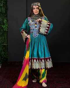 ชุดเดรสชาวอัฟกานิสถานปักด้วยเพชรชุดเดรสมุสลิมทรงอ่าวสไตล์ปากีสถานสำหรับผู้หญิงเติบโตในงานปาร์ตี้สุดหรูทำจากผ้าไหม - Product Image 2