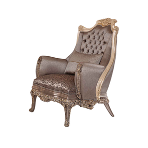 Luxury Royal Armchair with Gold-Leaf Hand-Carved Solid <b>Wood</b> Frame and Premium Tufted Velvet Upholstery - Product Image 1