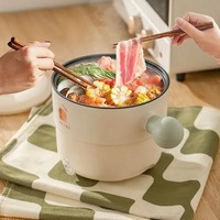 Casserole électrique multifonctionnelle de 1,8 L pour la cuisine, mini casserole antiadhésive pour nouilles, soupe, cuisson à l'eau bouillante, friture, cuisson à la vapeur avec panneau de commande intelligent