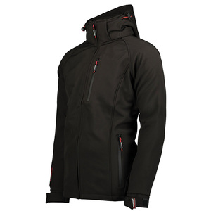 Chaqueta con capucha Softshell con cremallera y puños elásticos esenciales de estilo urbano para hombre, chaqueta elegante transpirable de ajuste moderno con logotipo personalizado - Product Image 4