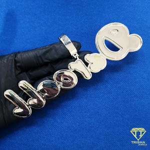 Nom personnalisé et mots cités pendentif glacé Micro pavé et baguette diamant lettrage bijoux pour hommes et femmes - Product Image 6