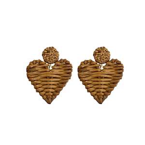 Boucles d'oreilles en rotin naturel de mode traditionnelle pour les femmes boucles d'oreilles de mode prix bon marché et de haute qualité des grossistes du Vietnam - Product Image 2