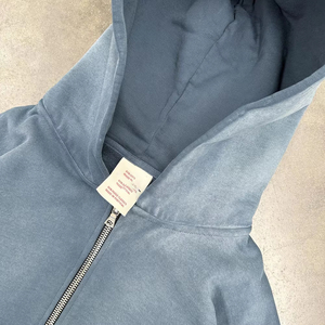 Personnalisé vierge 100% coton fermeture éclair sweats à capuche Double fermeture éclair lavé à l'acide 400gsm Boxy Fit respirant fermeture éclair sweats à capuche hommes épaules tombantes - Product Image 4