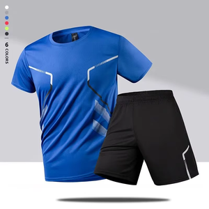 เสื้อยืดออกกำลังกายผู้ชาย & กางเกงขาสั้น ชุดฟิตเนส วิ่ง เสื้อคอมเพรสชั่น ชุดออกกำลังกายผู้ชาย เสื้อยืดแขนสั้น - Product Image 2