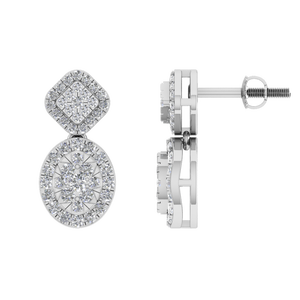 Boucles d'oreilles à la mode en or massif 14 carats pour femmes, diamants taillés en laboratoire faits à la main, taille brillante F-Type, bijoux fins IGI - Product Image 4