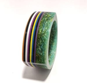 Brazalete de Resina con Efecto Abulón Hecho a Mano |   Pulsera de Acrílico con Diseño Chevron |   Joyería de Moda Multicolor con Facetas - Product Image 2