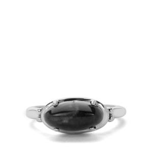 แหวนหยกพม่าสีดำธรรมชาติในตัวเรือนเงินสเตอร์ลิง 4.31 กะรัต - Product Image 1
