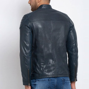 2024 Men's Casual Winter <b>Jacket</b> Customized <b>Thin</b> Cow Skin Stand Collar <b>Waterproof</b> Breathable Windproof Fashionable Motor Biker - Product Image 3
