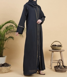 2026 New Style Modest Abaya Robe Islamic Clothing Front Open Muslim Women Long Dress Polyester Floral V Neck - Product Image 4