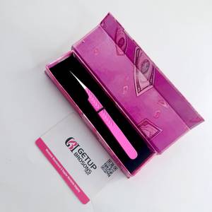 GETUP BROSONS Pince à épiler en acier inoxydable pour cils, pointe de précision, boîte rose, isolation, prise parfaite, 10 mm, extension de cils, personnalisable - Product Image 4