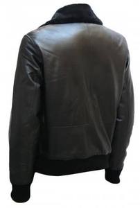 2024 New Fashion Custom <b>Men's</b> Leather Bomber <b>Flight</b> <b>Jacket</b> High Quality Shearling Collar Pocket Winter Autumn OEM Wholesale - Product Image 3